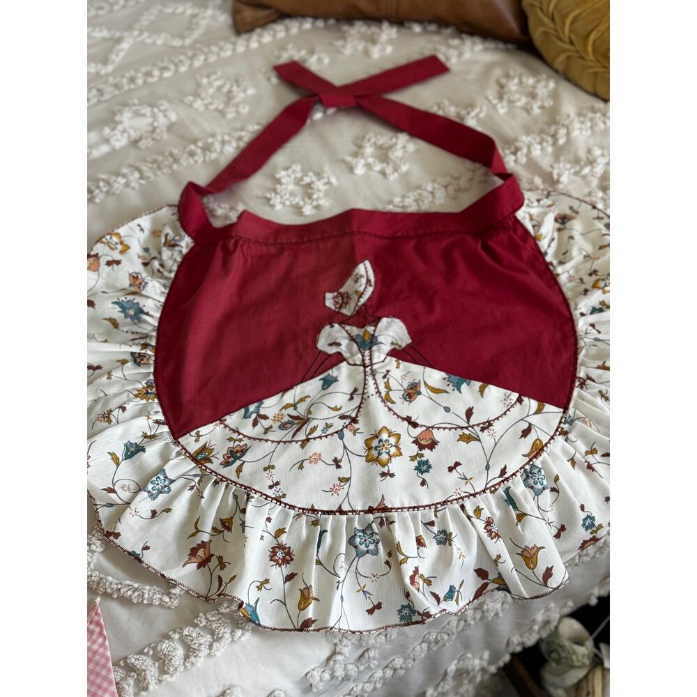 Handmade Vintage Style Apron Cottagecore Floral Gingham Kitchen Retro